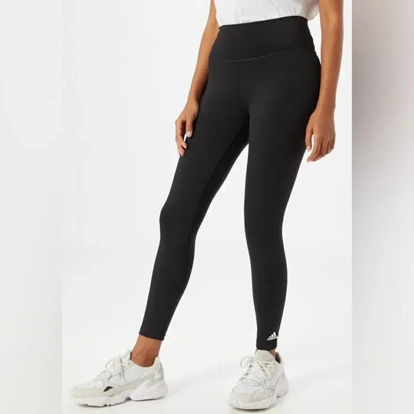 Adidas Womens 7/8 Ankle Leggings Black 3-Stripes Size XS High Rise FJ7187 - Picture 3 of 6
